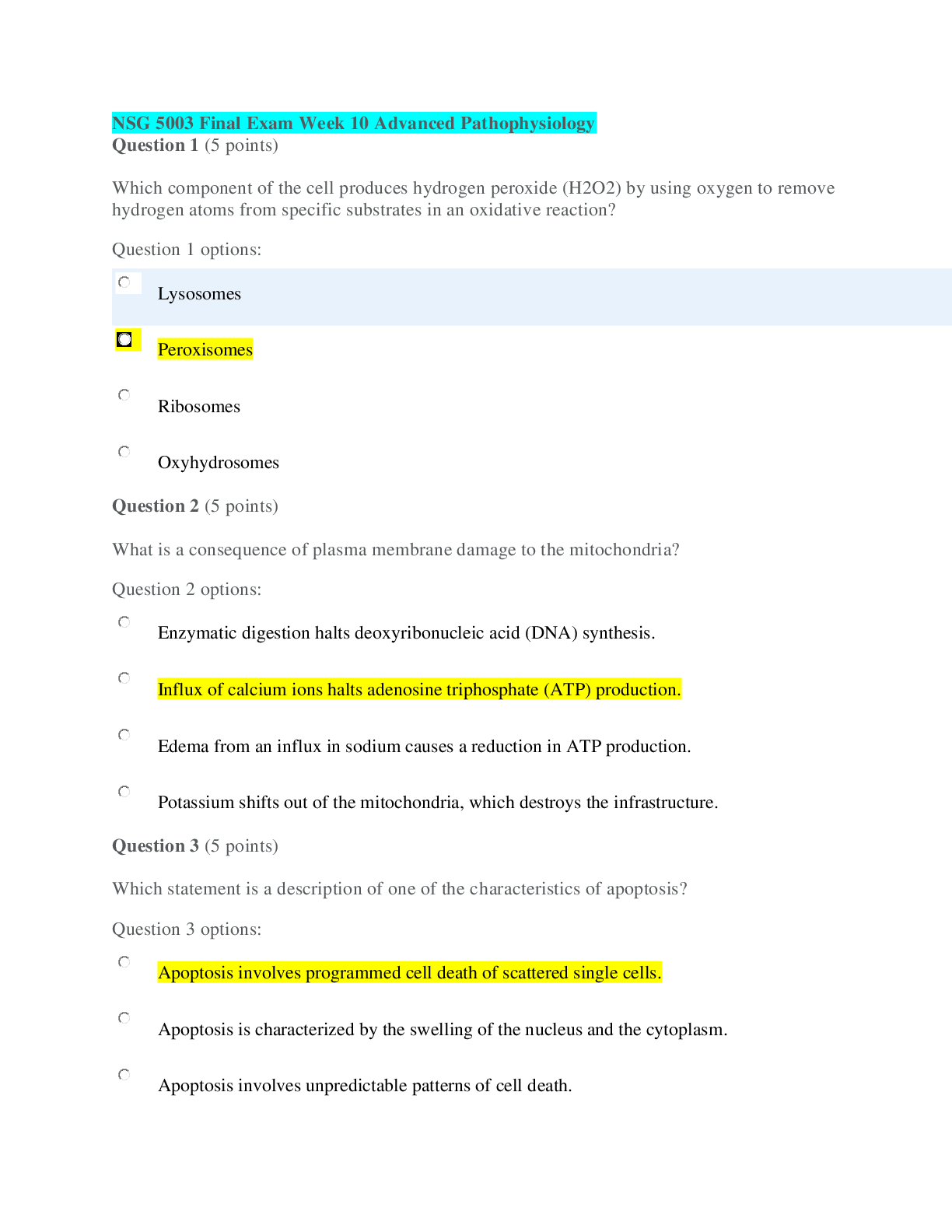 Preview image for NSG 5003 Final Exam Week 10 Advanced Pathophysiology (Questions and Answers)